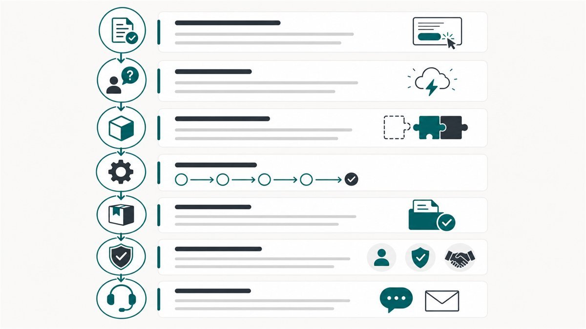 Service Page-এর তথ্য summary থেকে inquiry পর্যন্ত ধাপে ধাপে সাজানোর visual hierarchy